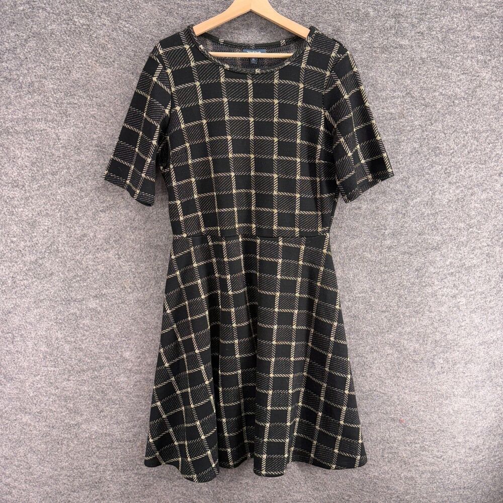 Modcloth Black Plaid Fit-and-Flare Midi Dress